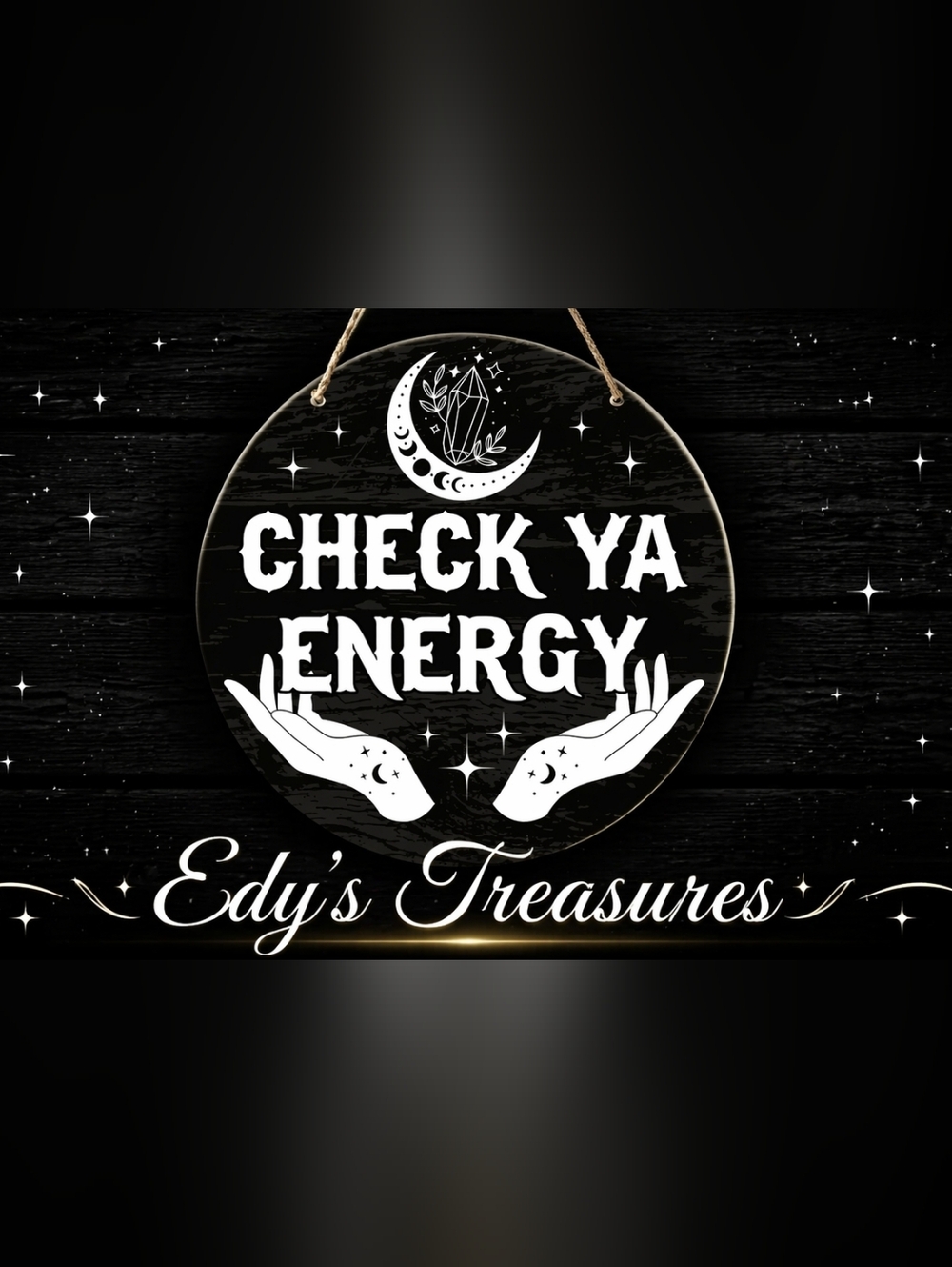 Check Ya Energy Celestial Moon Hanging Sign Wall Decor New